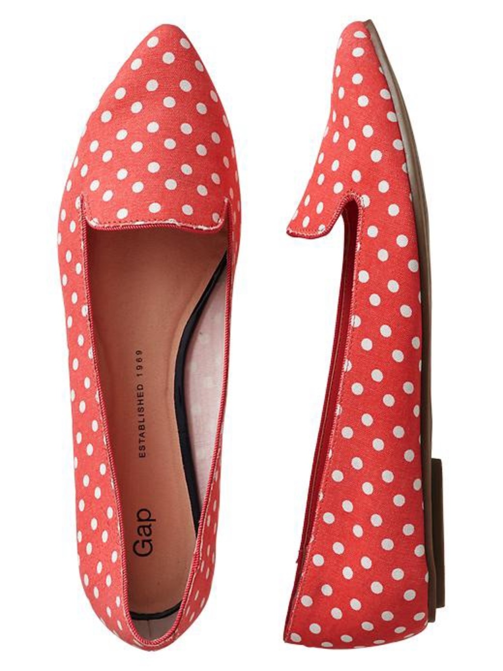 GAP Printed Coral Polka Dot Pointy Flats (8.5)